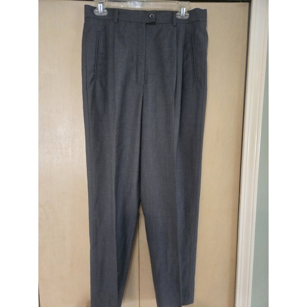 Zanella Sara Womens 10 Gray Virgin Wool Dress Pants Made In Italy Flat Front